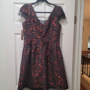 Nanette Lepore Black and Red Lace Dress